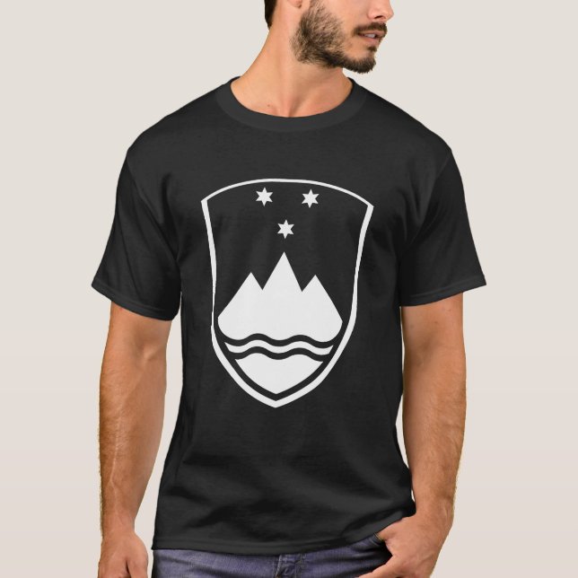 Camiseta Slovenia Coat of Arms Symbol Black and White (Frente)