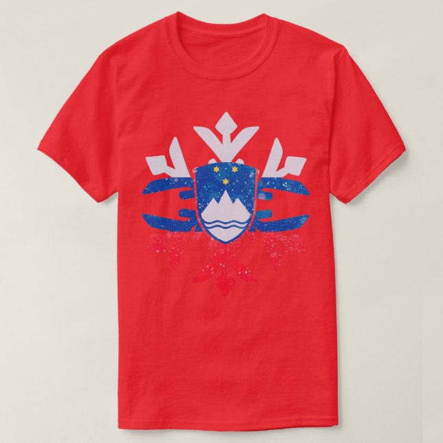 Camiseta Slovenia Flag Winter Snowflake Design (Frente do Design)