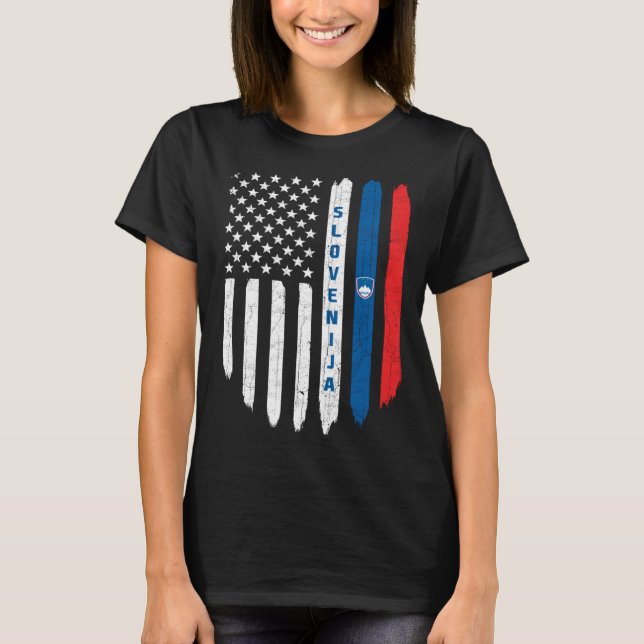 Camiseta Slovenian American Flag Slovenia Root Dad (Frente)