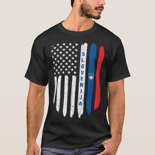 Camiseta Slovenian American Flag Slovenia Root Dad (Frente)