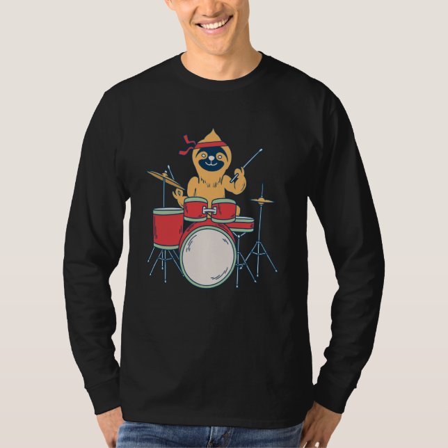 Camiseta Slow Drummer Sloth Heavy Metal Saying Doom Metal (Frente)