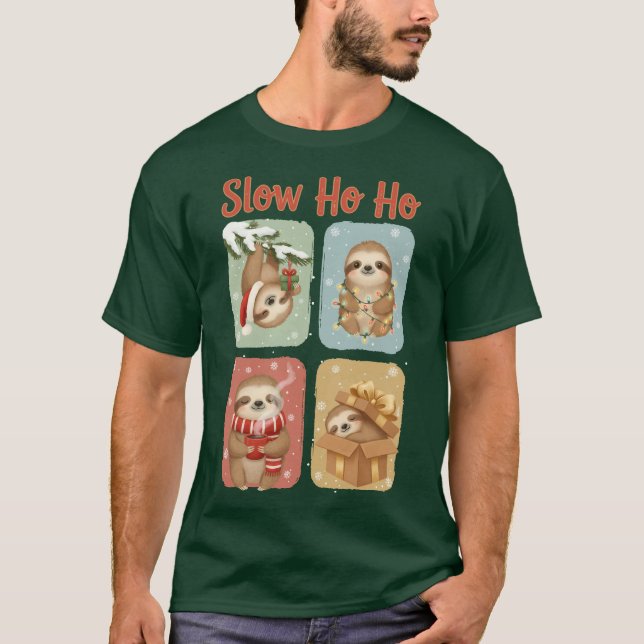 Camiseta Slow Ho Ho Funny Sloth Design (Frente)