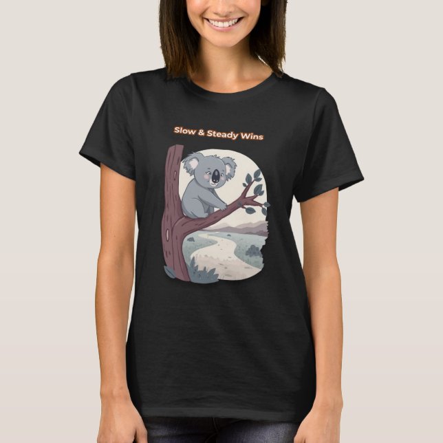 Camiseta **"Slow & Steady Wins – Motivational Cute Koala "* (Frente)