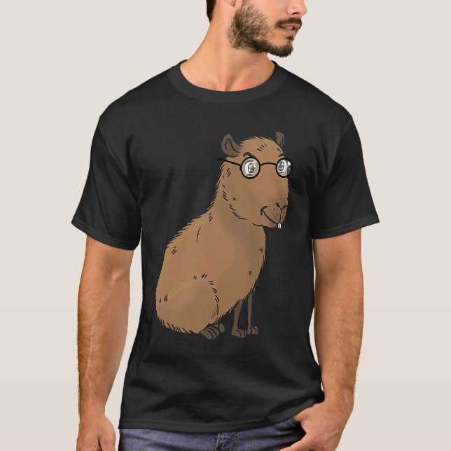 Camiseta Smart Capybara with Glasses Work Outfit Home offic (Frente)