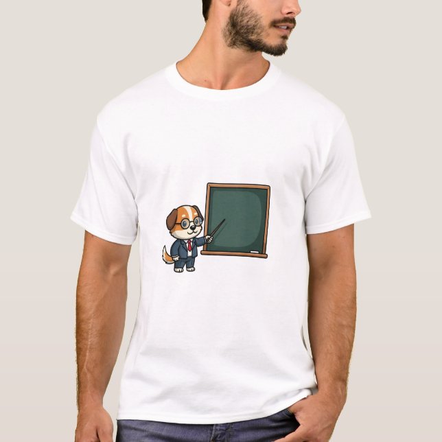 Camiseta Smart Dog Professor in Suit Pointing at Blackboard (Frente)
