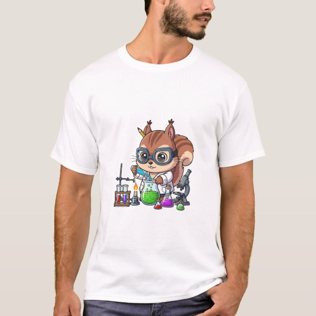 Camiseta Smart Squirrel Scientist Conducting Chemistry (Frente)