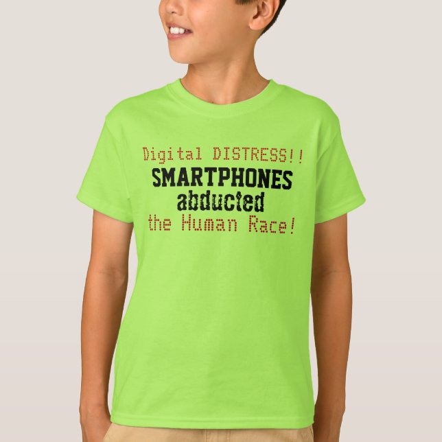 Camiseta Smartphones Raptaram Crianças Engraçadas pela Raça (Frente)