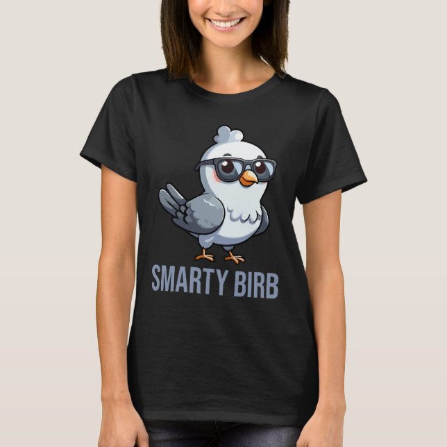 Camiseta Smarty Birb - O Sábio e o Pombo Testemunha (Frente)