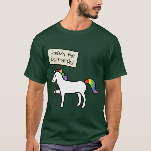 Camiseta Smashhe Patriarchy White Unicorn Relaed Fit funny (Frente)