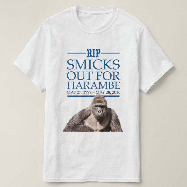 Camiseta Smicks para fora para Harambe (Frente do Design)