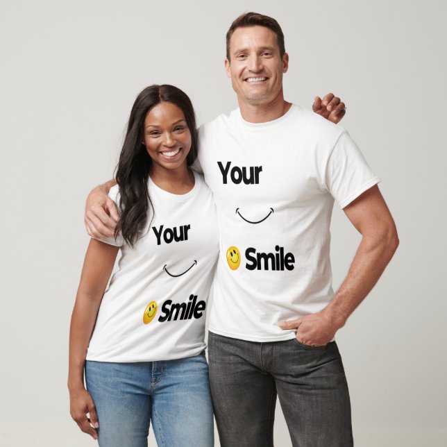 Camiseta Smile Emoji T Shirt - Bonita Sorriso Branco Positi (Unissex)