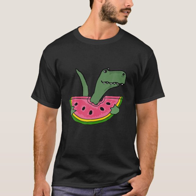 Camiseta Smilenows Engraçado Rex Dinossaur Comendo Carro De (Frente)