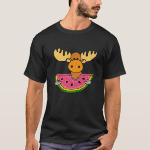 Camiseta Smilenows Funny Moose Comendo Melancia Cartoon