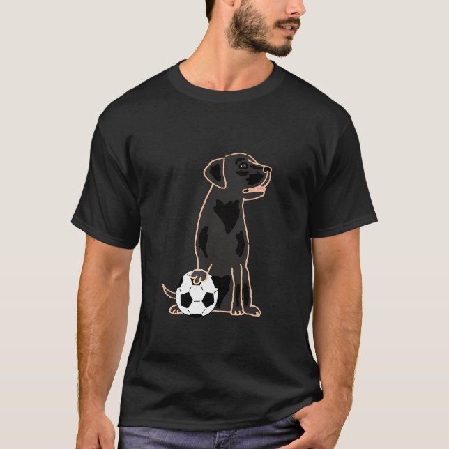 Camiseta Smileswteers Engraçado Cachorro Negro Jogando Fute (Frente)