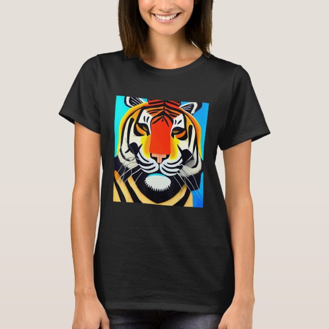 Camiseta Smileteesanim  Cool Tiger Cubism Art (Frente)