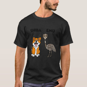Camiseta Smileteesanim Shiba Inu Dog E Emu Bird Shiba E
