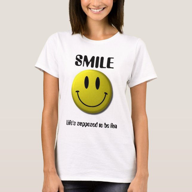 Camiseta Smiley-1, SORRISO, vida supor para ser (Frente)