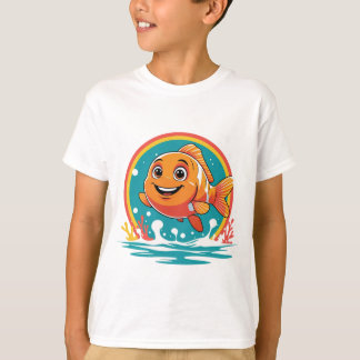 Camiseta Smiley Cartoon Clownfish – Fun Ocean Vibes Tee