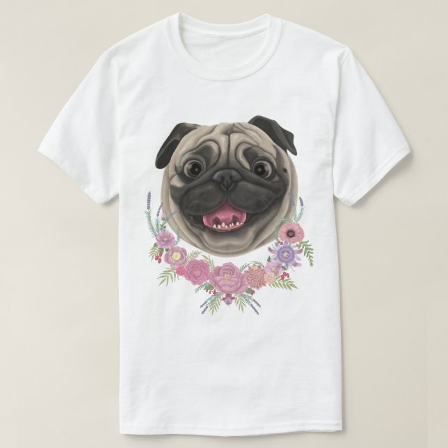 Camiseta Smiley Derpy Pug (Frente do Design)