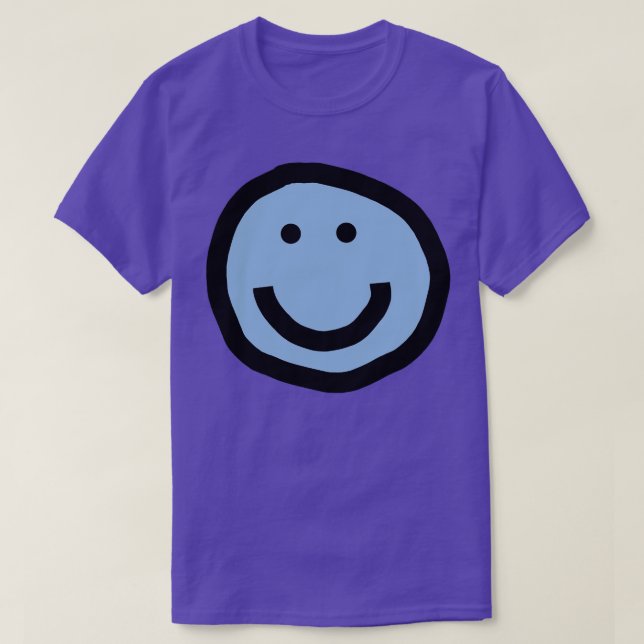 Camiseta Smiley face mínimo feliz azul (Frente do Design)