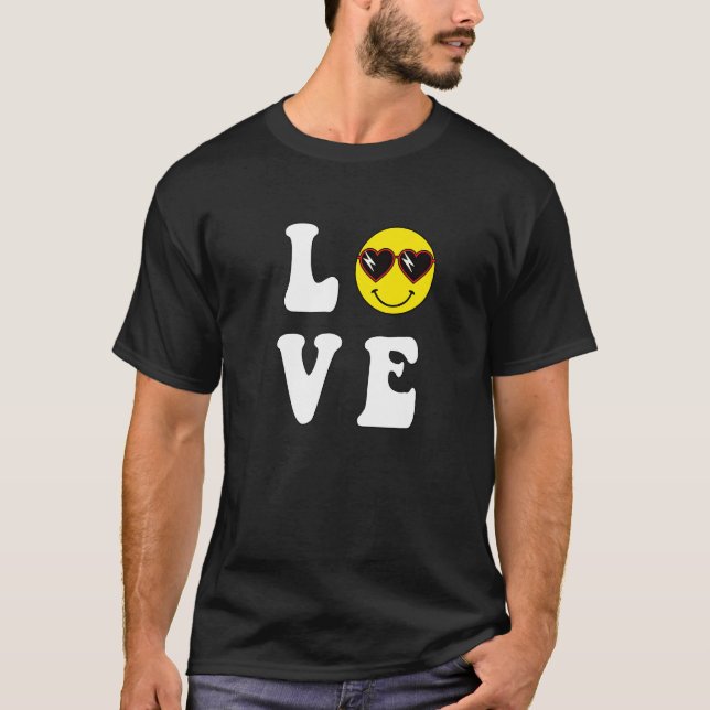 Camiseta Smili de paz feliz com o sorriso amarelo dos anos  (Frente)