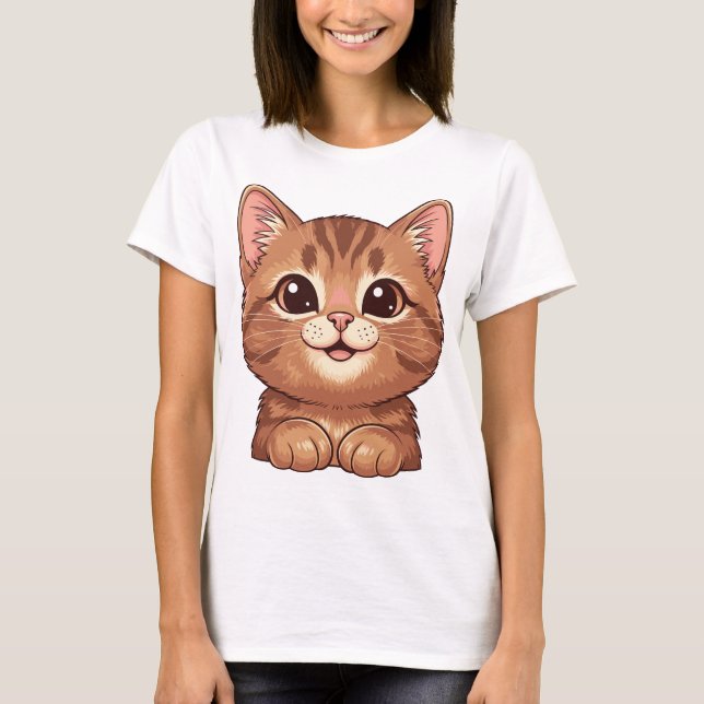 Camiseta smiling cat, kawaii cat (Frente)