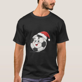Camiseta Smiling Soccer Ball with Santa Hat