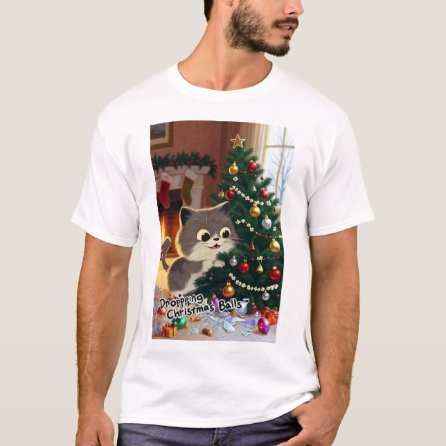 Camiseta Smirking Kitten Christmas Chaos 1 mens (Frente)