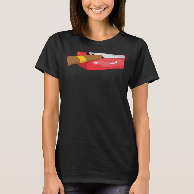 Camiseta Smoke Cuban Cigar Lit Lips Smoking Graphic (Frente)