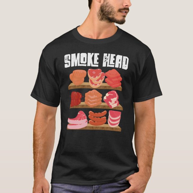 Camiseta Smoke Head Smoker Grill Barbecue Meat Grilling (Frente)