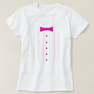 Camiseta Smoking cor-de-rosa do laço