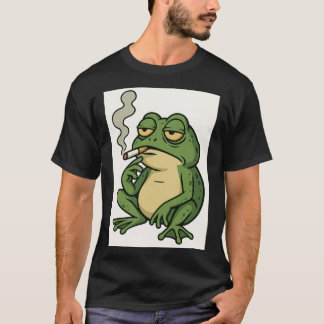 Camiseta Smoking Frog Cartoon T-Shirt Funny Chill Frog Art
