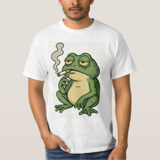 Camiseta Smoking Frog Cartoon T-Shirt Funny Chill Frog Art