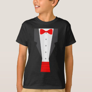Camiseta smoking vermelho do tux
