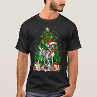 Camiseta Smooth Fox Terrier Christmas Tree Light Pajama Dog