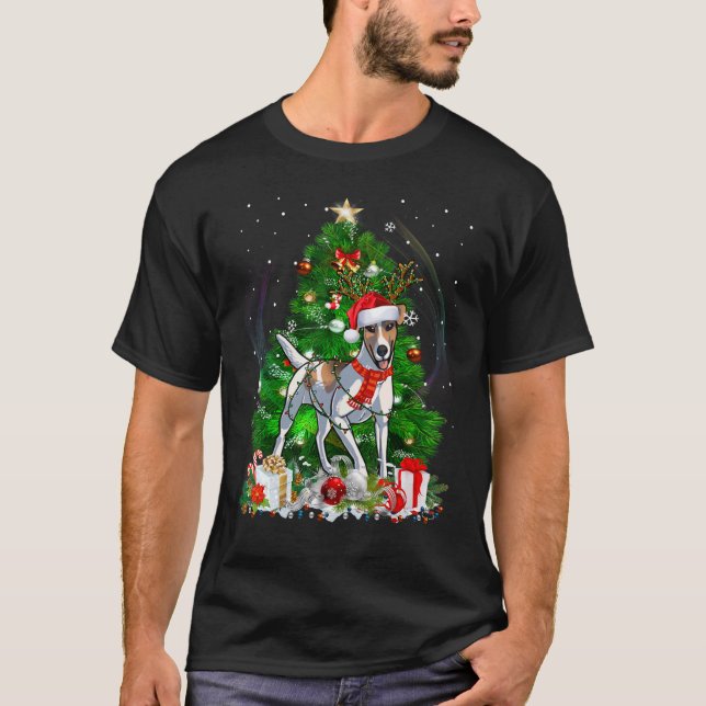 Camiseta Smooth Fox Terrier Christmas Tree Light Pajama Dog (Frente)