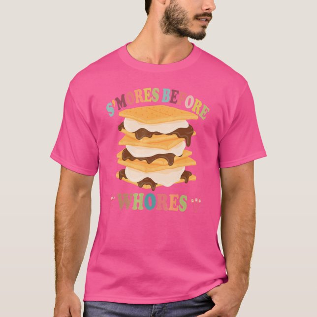 Camiseta S'mores Antes das prostitutas acampando o marshmal (Frente)