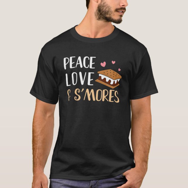 Camiseta Smores Funny Camping Campfire - Peace Love And S m (Frente)