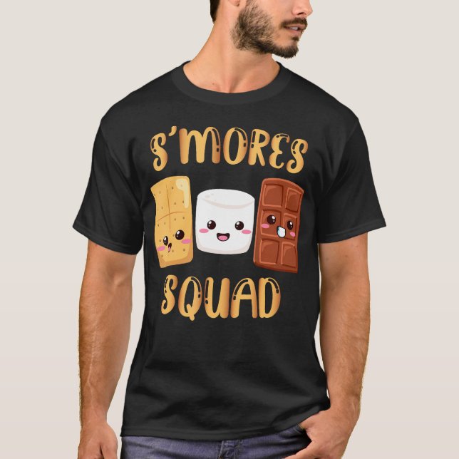 Camiseta S'Mores Marshmallow Funny Smores Esquadrão Acampam (Frente)