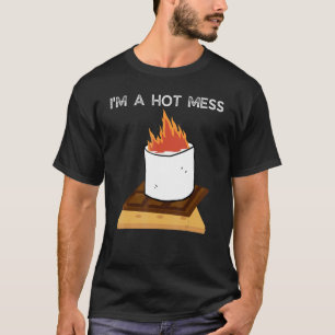 Camiseta Smores Verão Fogueira Estou Uma Bagunça Fofo Acamp