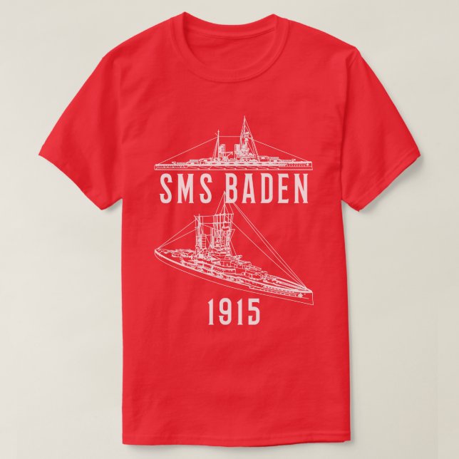 Camiseta SMS Baden German 1915 WW1 Battleship Blueprint Dia (Frente do Design)