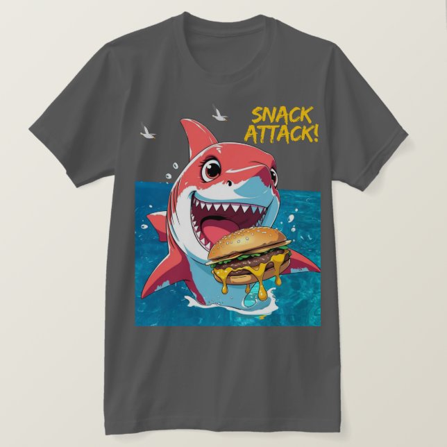 Camiseta Snack Attack Shark (Frente do Design)