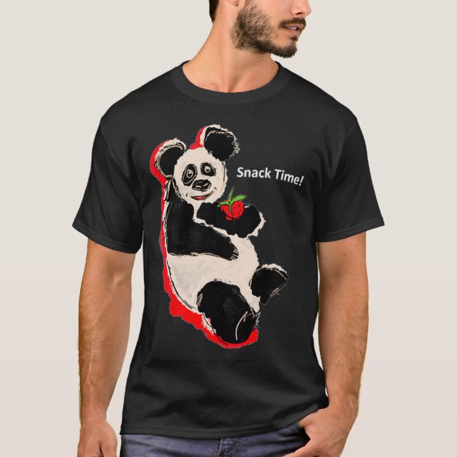 Camiseta Snack TIme Panda comendo diversão na escola de mor (Frente)