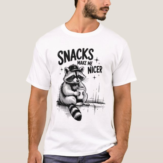 Camiseta Snacks de Raccoon Animal Me Tornem Mais Bem (Frente)