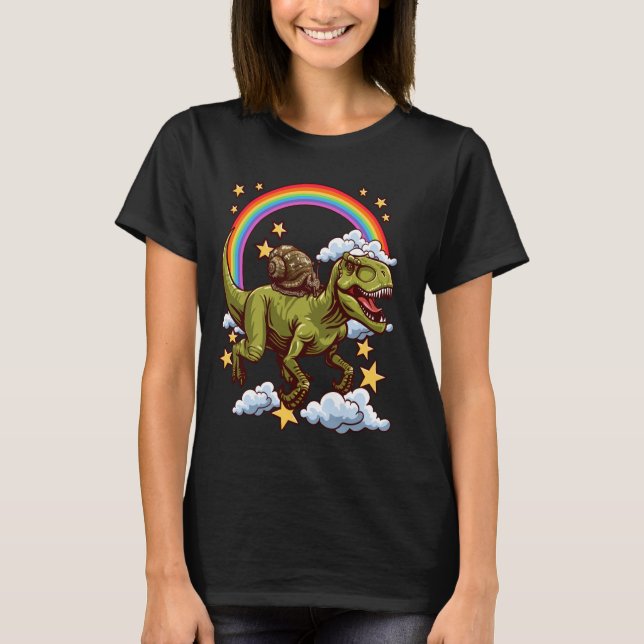 Camiseta Snail Rides a Dinossaur Dino (Frente)