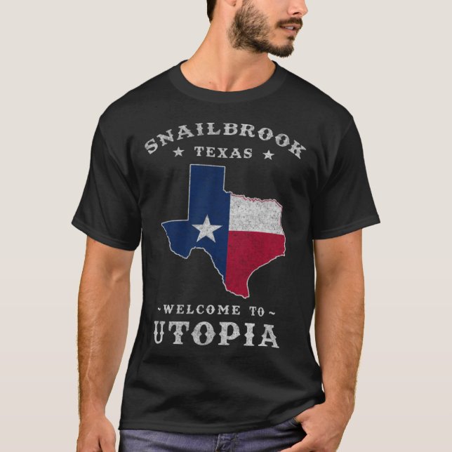 Camiseta Snailbrook Texas  Cidade de Utopia ao longo do Col (Frente)