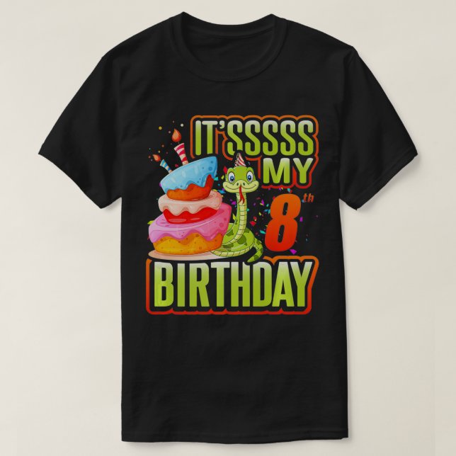 Camiseta Snake Birthday Party Kids 8th Reptile Supplies Dec (Frente do Design)