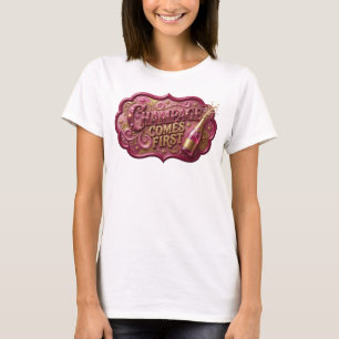 Camiseta Snappy Gold CHAMPANHE VEM EM PRIMEIRO Lugar Motivo