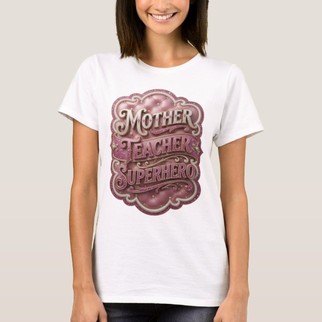 Camiseta Snappy Gold MÃE PROFESSORA SUPER-HERÃ (Frente)