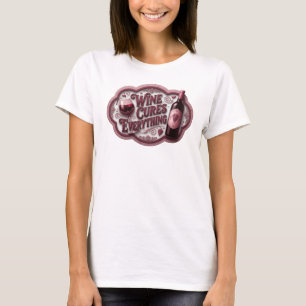 Camiseta Snappy Rosa VINO CURA TUDO Impressão v2